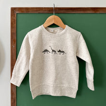 Load image into Gallery viewer, “Dino Trio” Olive Embroidered Fleece Crewneck
