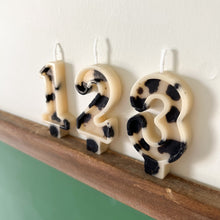 Load image into Gallery viewer, Number Birthday Candles - Black & White Cow Print