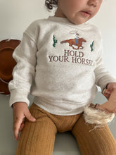 Load image into Gallery viewer, "Hold Your Horses" Toddler & Youth Embroidered Fleece Crewneck