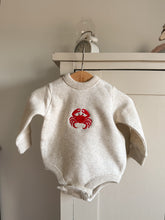 Load image into Gallery viewer, “Carl the Crab" Baby Embroidered Fleece Long-Sleeve Onesie