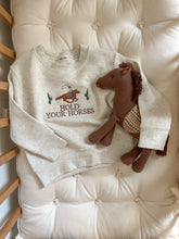 Load image into Gallery viewer, "Hold Your Horses" Toddler & Youth Embroidered Fleece Crewneck