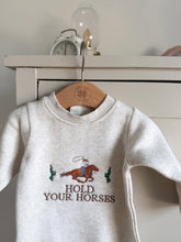 Load image into Gallery viewer, "Hold Your Horses" Baby Embroidered Fleece Boysuit