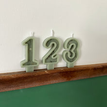 Load image into Gallery viewer, Number Birthday Candles - Sage (with dried nature)
