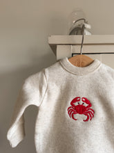 Load image into Gallery viewer, “Carl the Crab" Baby Embroidered Fleece Long-Sleeve Onesie