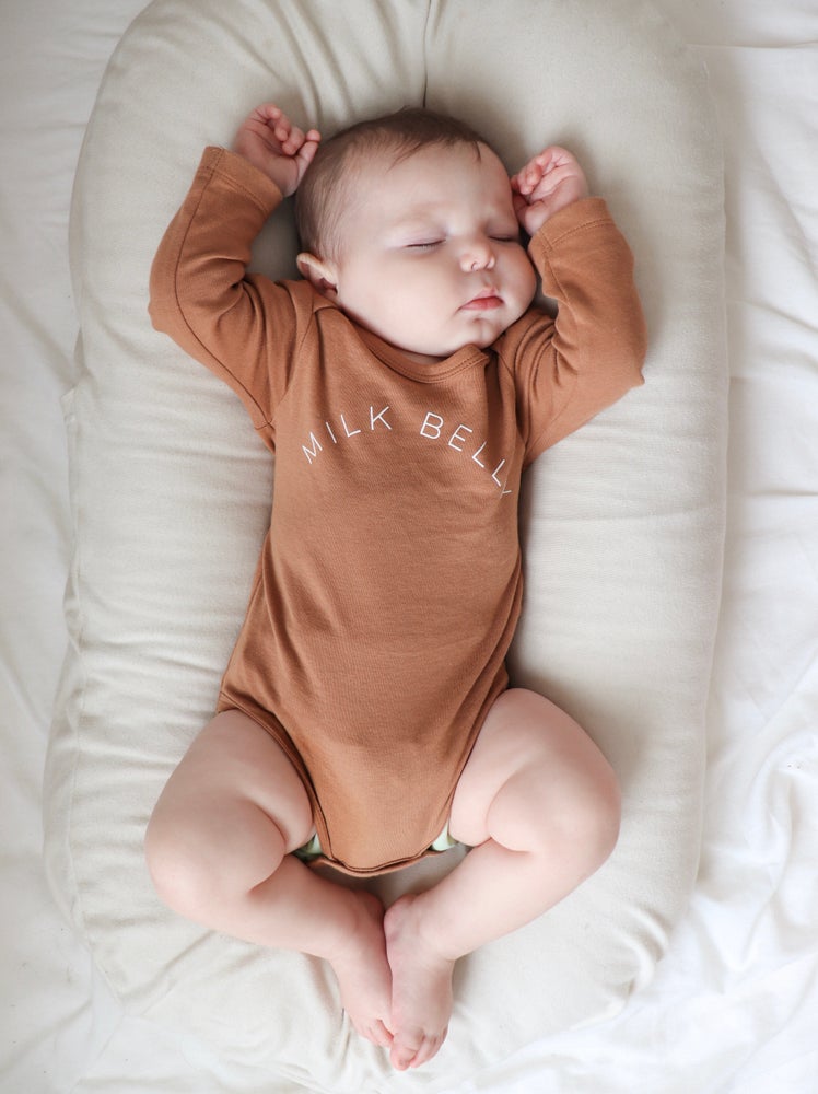 The Kindred Studio - Long Sleeve Baby Onesie in Blush Checkers