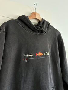 “Gone Fishing” Adult Hoodie - Faded Black