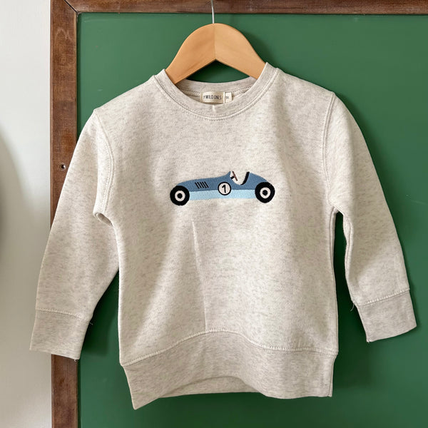 Vintage Race Car Embroidered Fleece Crewneck