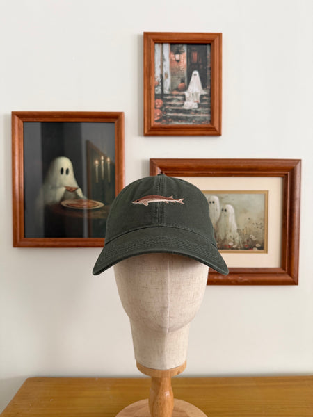 Sturgeon Fish Embroidered Cap - Khaki