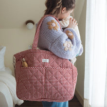 Load image into Gallery viewer, Organic Cotton Diaper Bag - Red Gingham
