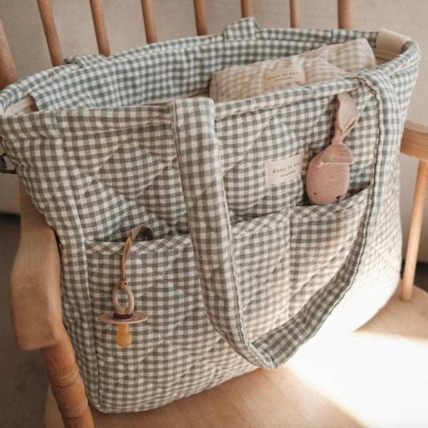 Organic Cotton Diaper Bag - Sage Gingham