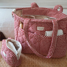 Load image into Gallery viewer, Organic Cotton Diaper Bag - Red Gingham
