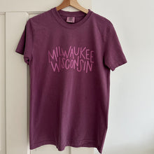 Load image into Gallery viewer, “Milwaukee Wisconsin” Handwritten Screen Printed Tee - Berry
