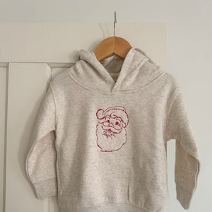 Red Santa Embroidered Fleece Hoodie