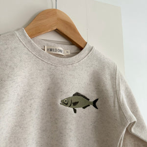 Embroidered Fish Fleece Crewneck