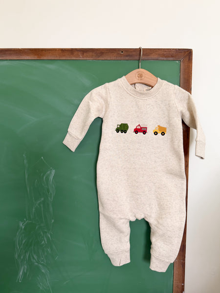 “Trucks” Embroidered Fleece Bodysuit