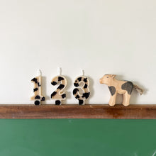 Load image into Gallery viewer, Number Birthday Candles - Black &amp; White Cow Print
