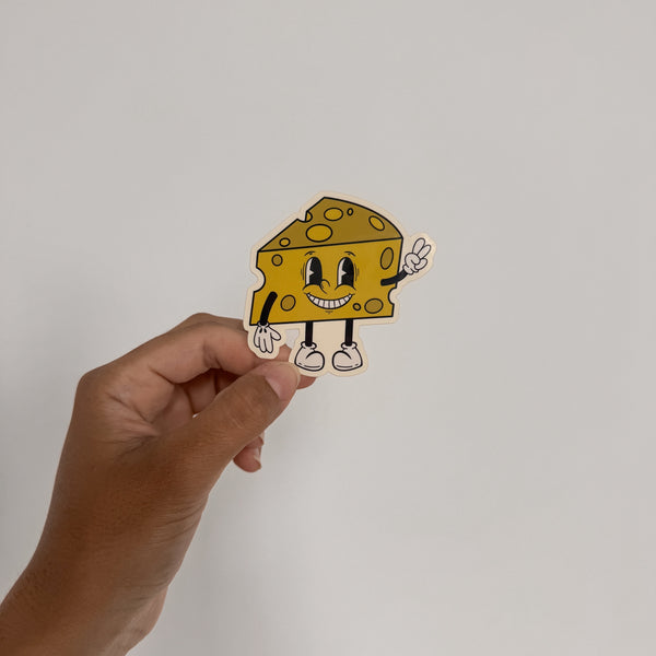 Retro Cheese (Wisconsin Cheesehead) Toon - Vinyl Sticker