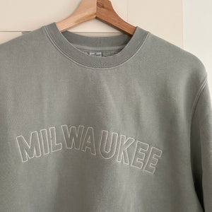 “Milwaukee” Outline Embroidered Crew - Sage