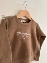 Load image into Gallery viewer, “T-Rex” Embroidered Fleece Crewneck - Brown
