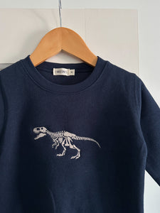 “T-Rex” Navy Embroidered Fleece Crewneck