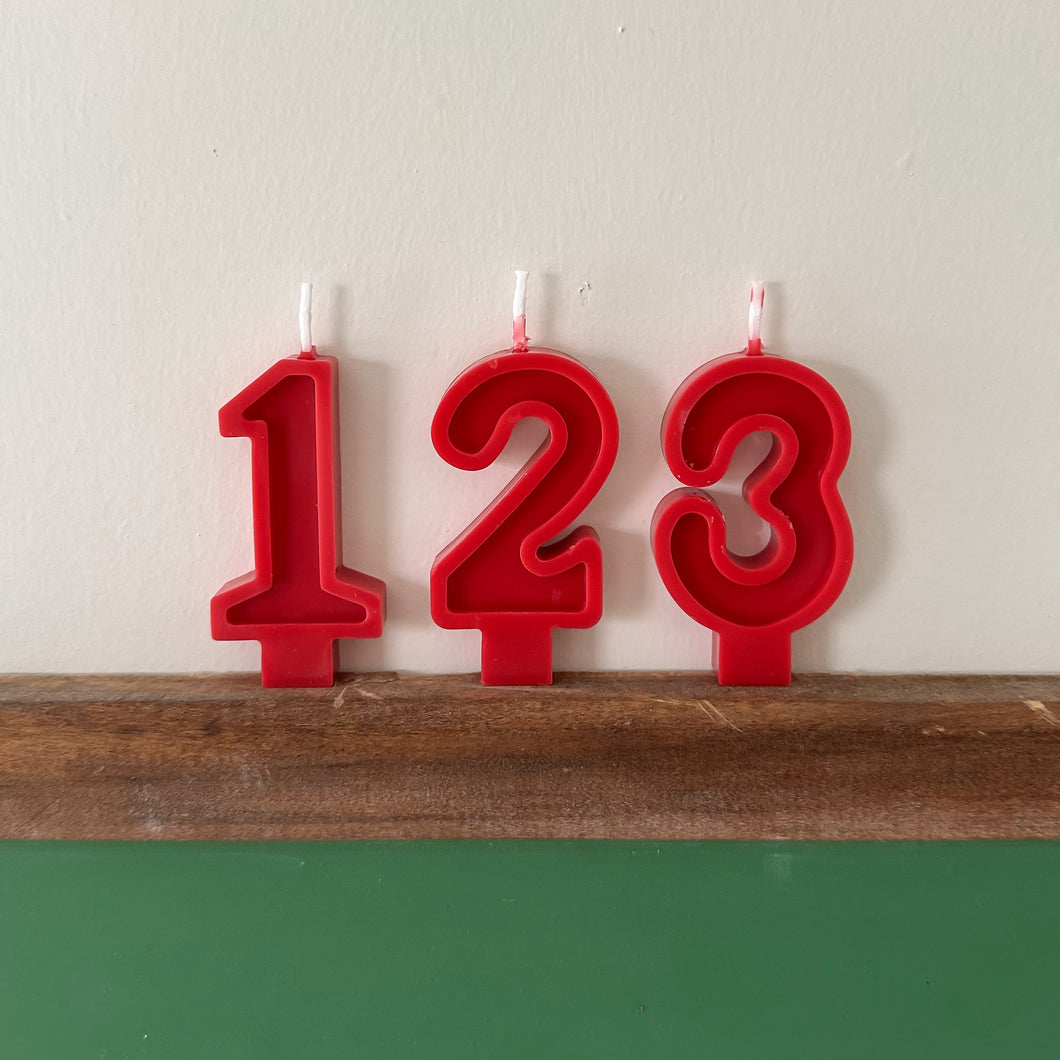 Number Birthday Candles - Schoolhouse Red