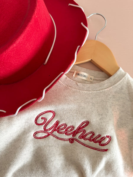 “Yeehaw" Toddler Embroidered Fleece Crewneck