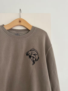 “Mean Musky” Embroidered Crew - Cement