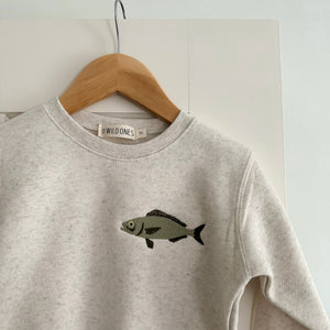 Embroidered Fish Fleece Crewneck