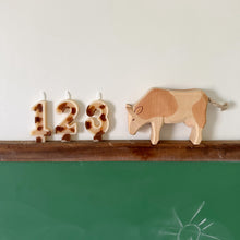 Load image into Gallery viewer, Number Birthday Candles - Tan &amp; White Cow Print
