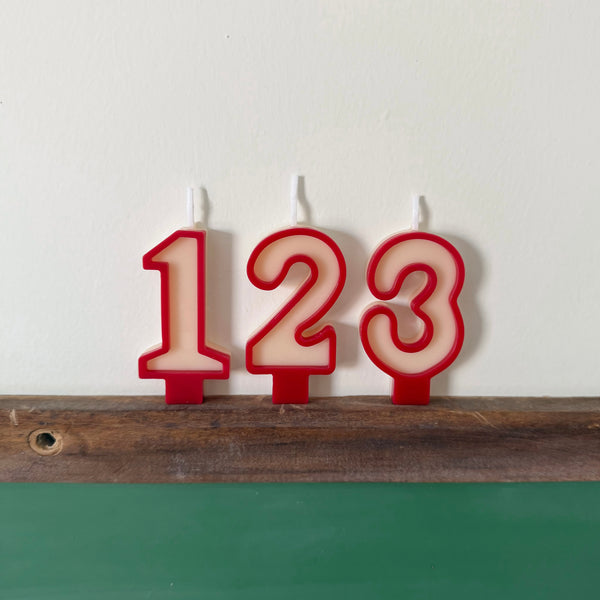 Number Birthday Candles - Retro Red Outline