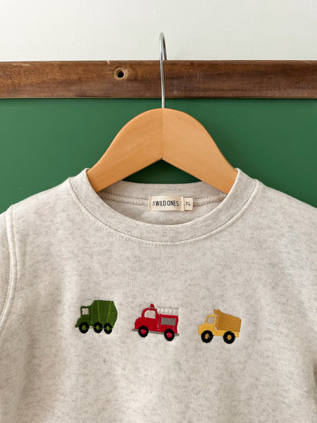 “Trucks” Embroidered Fleece Crewneck