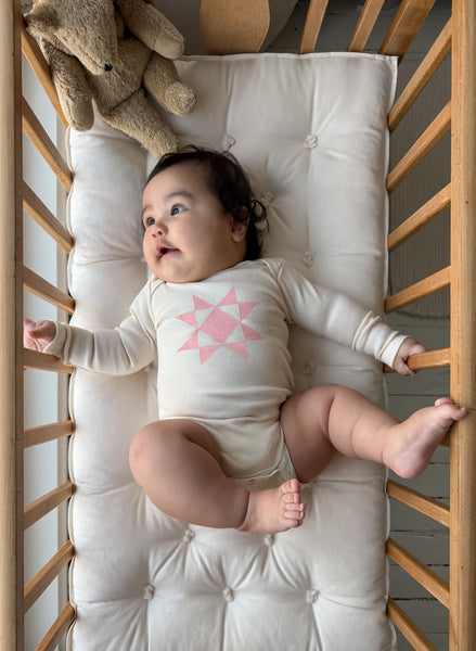Sawtooth Star Quilt Onesie | Dusty Pink
