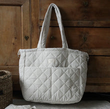 Load image into Gallery viewer, Organic Cotton Diaper Bag - Beige Gingham [PRE-ORDER - ships in 3-4 Weeks]
