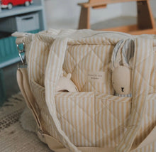 Load image into Gallery viewer, Organic Cotton Diaper Bag - Butter Yellow Stripe  [PRE-ORDER - ships in 3-4 Weeks]
