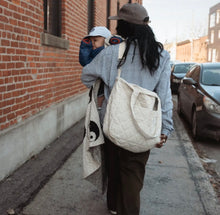 Load image into Gallery viewer, Organic Cotton Diaper Bag - Beige Gingham [PRE-ORDER - ships in 3-4 Weeks]
