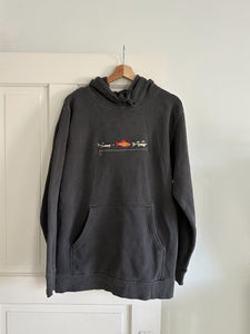 “Gone Fishing” Adult Hoodie - Faded Black