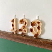 Load image into Gallery viewer, Number Birthday Candles - Tan &amp; White Cow Print
