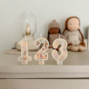 Number Birthday Candles - Frosting & Sprinkles (pastel colors)