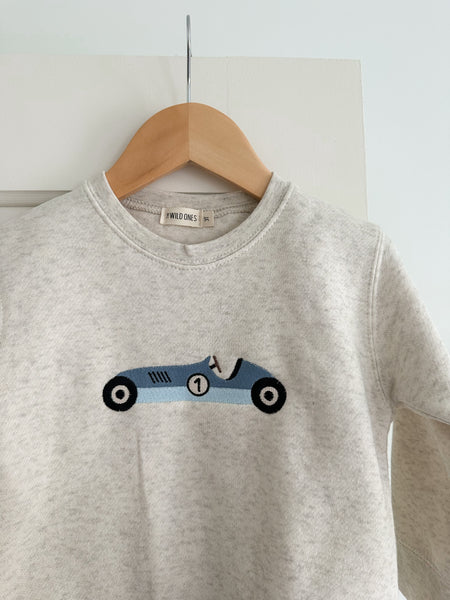 Vintage Race Car Embroidered Fleece Crewneck