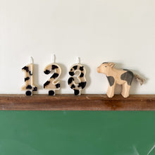 Load image into Gallery viewer, Number Birthday Candles - Black &amp; White Cow Print
