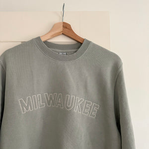 “Milwaukee” Outline Embroidered Crew - Sage