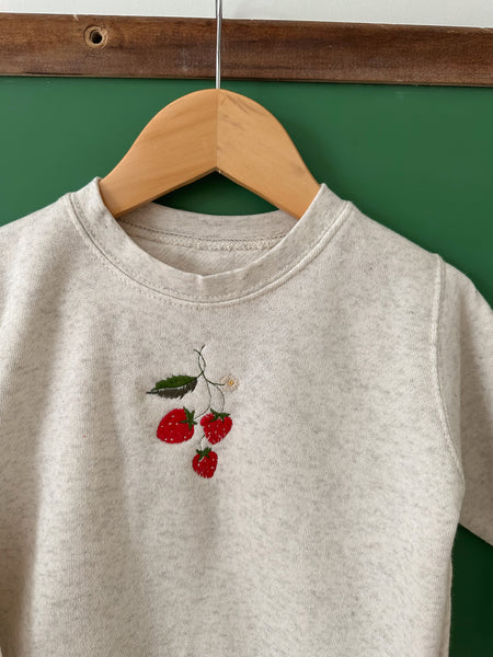 Strawberries Embroidered Fleece Crewneck