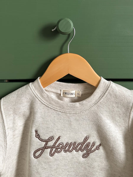 “Howdy" Toddler Embroidered Fleece Crewneck