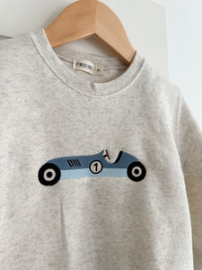 Vintage Race Car Embroidered Fleece Crewneck