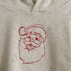 Red Santa Embroidered Fleece Hoodie