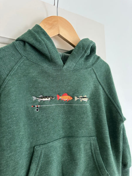 “Gone Fishing” Toddler Hoodie - Moss