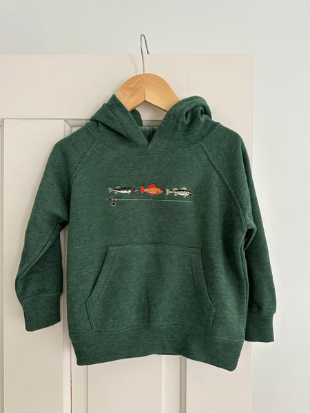 “Gone Fishing” Toddler Hoodie - Moss