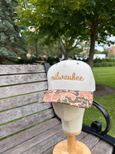 Load image into Gallery viewer, “Milwaukee / Wisconsin” Camo Embroidered Heritage Caps
