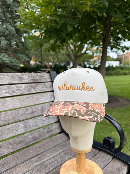 “Milwaukee / Wisconsin” Camo Embroidered Heritage Caps