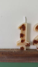 Load and play video in Gallery viewer, Number Birthday Candles - Tan &amp; White Cow Print
